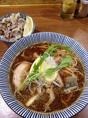 「【限定】魚そば 濃い目  肉飯改」@寿製麺よしかわ 川越店の写真