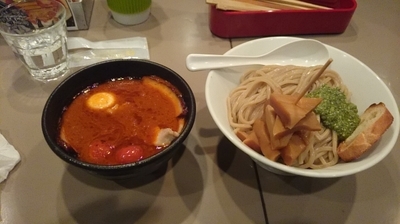 「海老トマトつけ麺全部入り+メンマ」@つけ麺 五ノ神製作所の写真