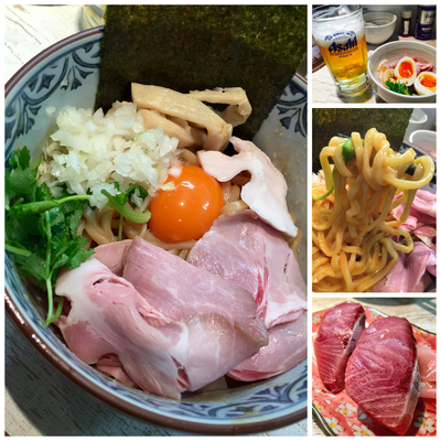 「濃厚たまごのまぜそば＋本日の握り（ブリ）＋etc.」@中華そば 四つ葉の写真