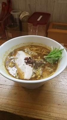 「カレー鶏天ラーメン（鶏天無し）太麺650？700？」@中華蕎麦 りんすず食堂の写真
