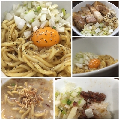 「かまたま450円炙りチャー丼200円梅鰹100円大蒜30円」@麺丼Dining 夢者の写真