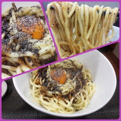 「【期間限定】blaaack curry MISO汁なし」@麺丼Dining 夢者の写真