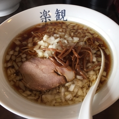 「琥珀（醬油）＋玉ねぎトッピング」@楽観 立川の写真