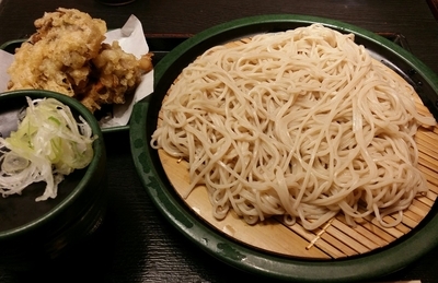 「もり＋舞茸天　320＋100円」@ゆで太郎 代々木東口店の写真