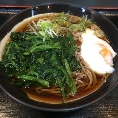 「温玉ほうれん草(¥400)」@せんねんそば 岩本町靖国通り店の写真