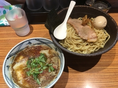 「ワンタンつけ麺 1000円 サービスタイム味玉」@中華そば こがね屋の写真