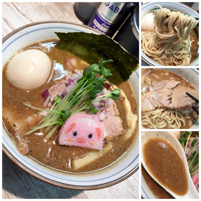 「【気まぐれ限定】特製ぶたにぼし＋替え玉＋半ライス」@中華そば 四つ葉の写真