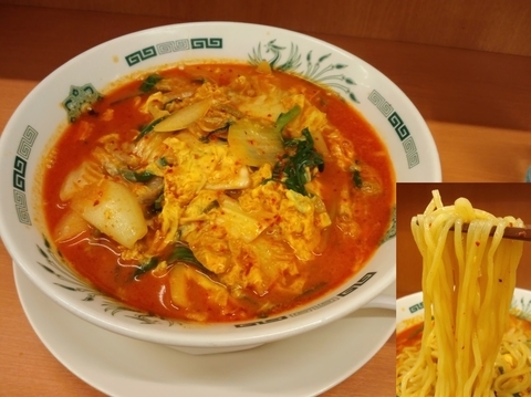 「チゲ味噌ラーメン590円大盛70円660円」@日高屋 戸塚西口店の写真