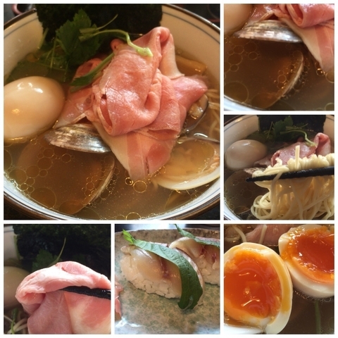 「特製蛤そば 1050円 + 〆あじの握り 300円」@中華そば 四つ葉の写真