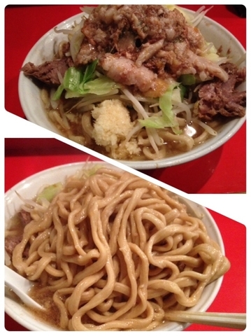 「大ラーメン＋大盛り（ニンニク、アブラ、カラメ）」@ラーメン二郎 府中店の写真