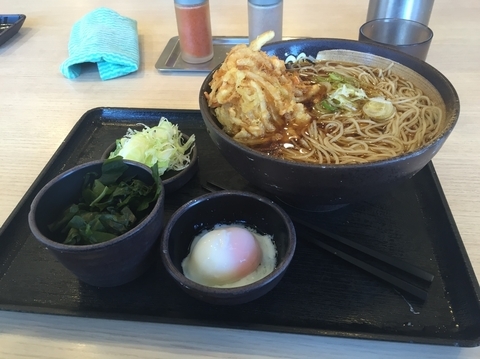 「朝そば（玉子）大盛＋クーポンわかめ」@ゆで太郎 柏の葉キャンパス店の写真