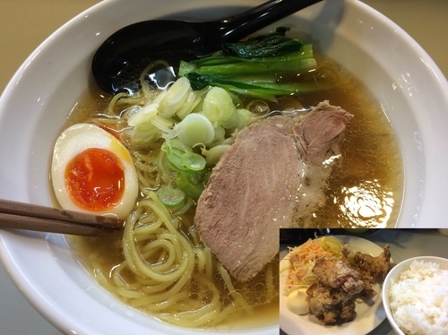 「中華そば（680円）＋唐揚げセット（380円）」@初代  華龍の写真