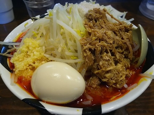 「赤の味噌二郎　※野菜：増し　（大盛：無料）　＋味玉：㋚券」@凌駕ZEROの写真