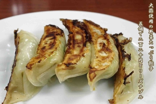 「野菜たっぷり餃子　220円」@ちょっと美味しい中華食堂 大門の写真