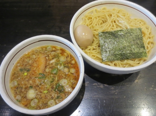 「煮干しつけそば（中盛り）＋クーポン味玉　800円」@中華そば しながわの写真