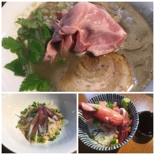 「特濃烏賊煮干そば 800円＋鰯そば390円＋海鮮丼400円」@寿製麺よしかわ 川越店の写真