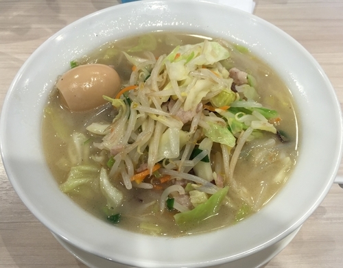 「タンメン餃子セット＋味付玉子(￥700＋￥50サービス券）」@ちょい飲み日高屋 大和中央通店の写真