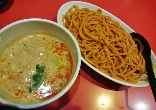 「白胡麻担々つけ麺（赤麺・大盛） 960円」@つけめん工房 浅草製麺所の写真