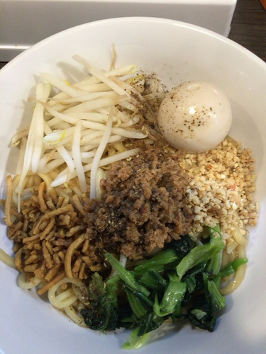 「汁なし担々麺＋味玉＋ライス」@自家製麺 ほうきぼし 志茂店の写真