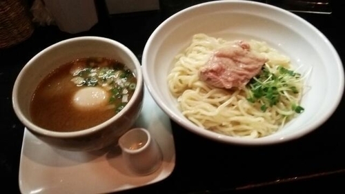 「鶏エスプレッソつけ麺(あつもり)＋昆布玉子」@麺屋33の写真
