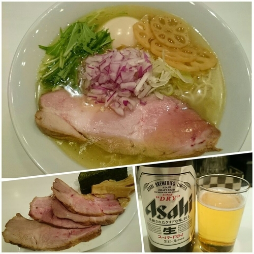 「塩そば￥750＋チャーシュー￥150×2＋瓶ビール￥400」@麺や 彩～iro～の写真