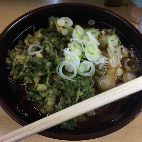 「しゅんぎく天そば【290円】」@信濃路 蒲田店の写真