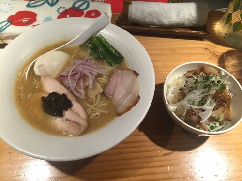 「鯛白湯そば¥780+肉飯(小)¥250」@麺処 篠はらの写真