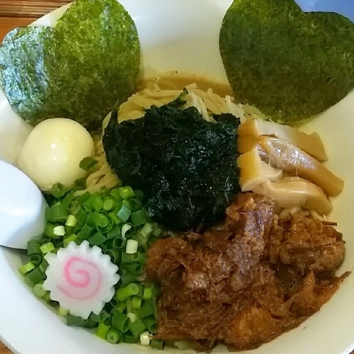 「【限定】生青のりまぜそば（追い飯付き）８００円＋味玉」@らーめん・つけめん 八角の写真