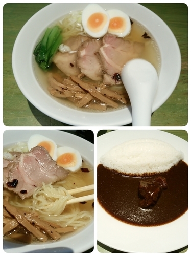 「焼豚そば＋玉子＋半カレー」@インディアン 池上店の写真