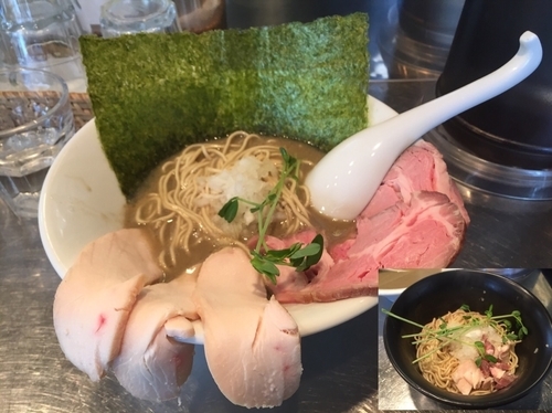 「【限定コラボ】「晴さん」濃厚煮干豚骨 ＋ 替え玉 800＋200」@さんじの写真