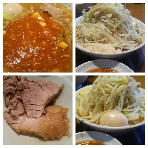 「フュージョン（ヤサイ、アブラ、ニンニク）＋味玉」@蒙麺 火の豚の写真