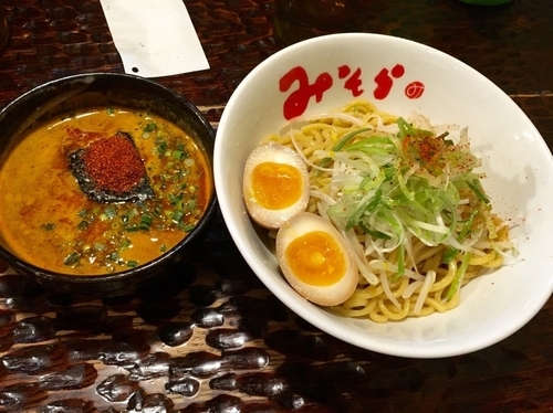 「ファイヤーつけ麺 200g ¥830 + 無料トッピング玉子」@北のらーめん 美空の写真