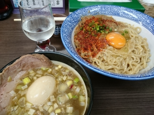 「【限定】かま玉つけそば980円＋味玉(ﾗｰﾊﾟｽ)」@頓知房の写真