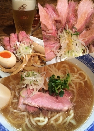「ラーメン（700円）、エビスビールお通し付き（500円）、チャー」@燦燦斗の写真