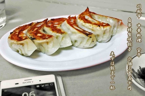 「自家特製焼餃子6個350円」@中華料理 宝亭の写真