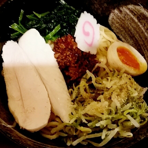 「親子麻辣そば（中盛無料）８００円」@まぜそば 九里林 水戸平須店の写真