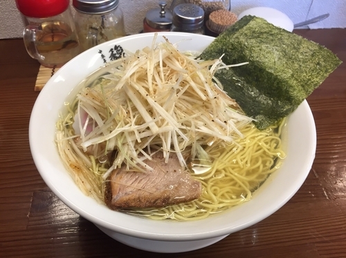 「ねぎそば大盛＋ランチサービス肉めし 800円」@中華そば 馥の写真