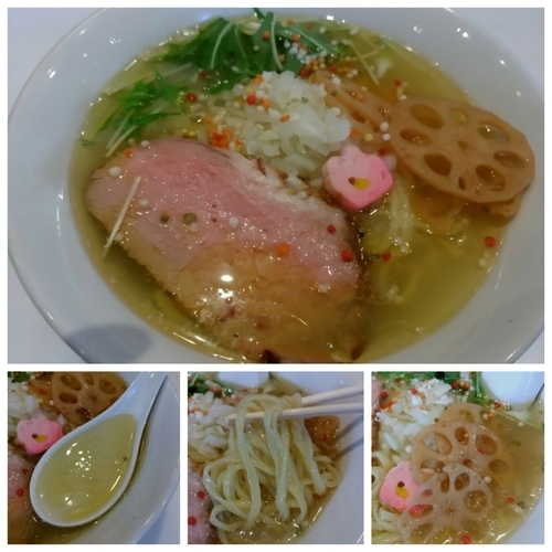 「【限定】名古屋ｺｰﾁﾝとフランス産ターキーの塩そば800円」@麺や 彩～iro～の写真