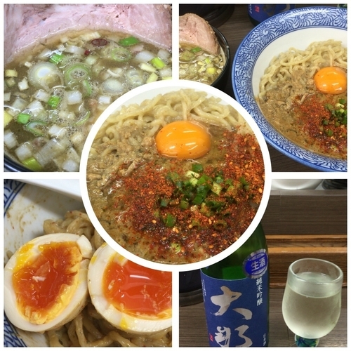 「【限定】かま玉つけそば 980円＋味玉(ﾗｰﾊﾟｽ)」@頓知房の写真