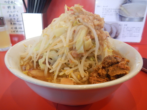 「小ラーメン＋半熟玉子＋ほぐし豚＋ヤサイ＋アブラ」@麺屋 桐龍の写真