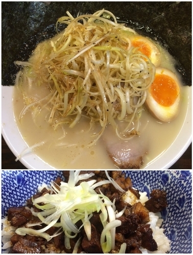 「塩氣華(太麺)+チャーシュー丼」@氣華の写真