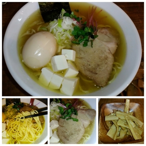 「玉子入りあっさり飯野850円+うまいメンマ100円」@ラーメン酒場 晴江戸の写真