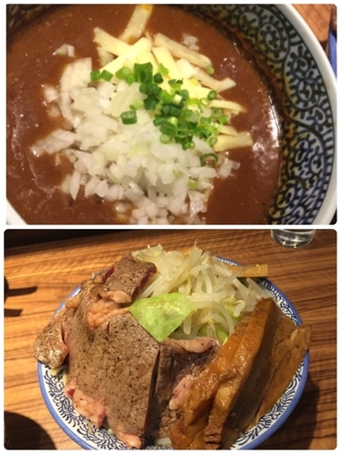 「カレーつけめん並¥830+牛ｽﾃｰｷ¥300」@ラーメン燈郎の写真