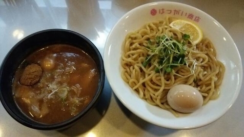 「つけそば(中)(あつもり)＋味付玉子」@中華そば専門 はつがい商店の写真