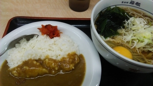 「ミニカレーセット 530円 ＋生たまご 60円」@名代 箱根そば 秋葉原店の写真