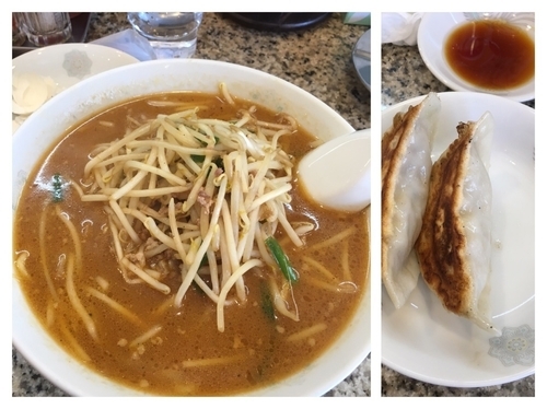 「味噌ラーメン650円+餃子2個200円+茹で卵サービス」@手打らーめん 珍來 草加駅前店の写真