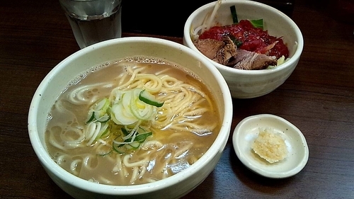 「『らーめん&トマベジ+生ニンニク(￥800+20)』」@麺処 一笑の写真