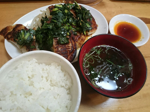「新橋餃子・焼定食（5個）」@新橋ぎょうざ 本店の写真