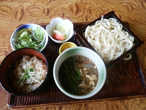「【傳四郎汁ほたてごはんセット(うどん)1,180円(税別)】」@そば処 はせ川の写真