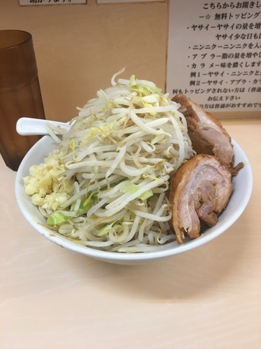 「ラーメン普通盛（野菜増し、ニンニク）750¥」@自家製ラーメン 大者の写真